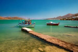 Boats floating on the water.